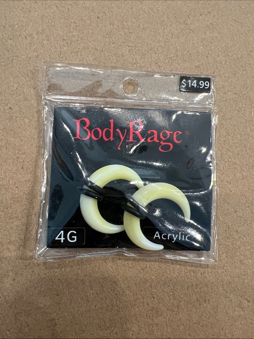 BodyRage Yellow Crescent Ear Tapers for Stretched Lobes (4G)